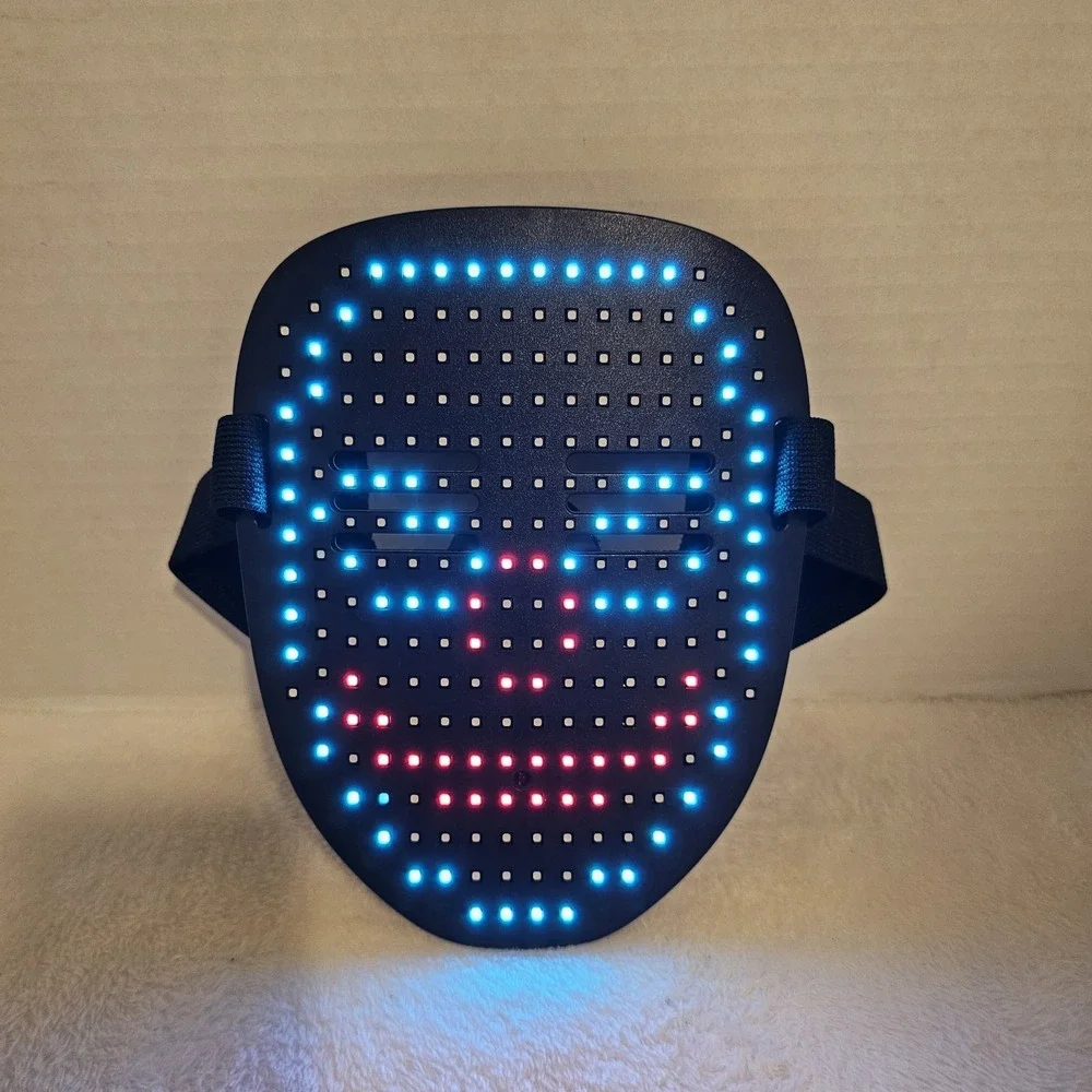 LED Face Mask - Adjustable Strap - USB Charge - Halloween Cosplay Multiple Modes